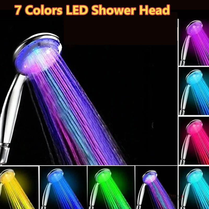 7 Colors Changing LED Shower Head Rainfall Shower Sprayer High Pressure Handheld Water Saving Showerhead Bathroom Accessories