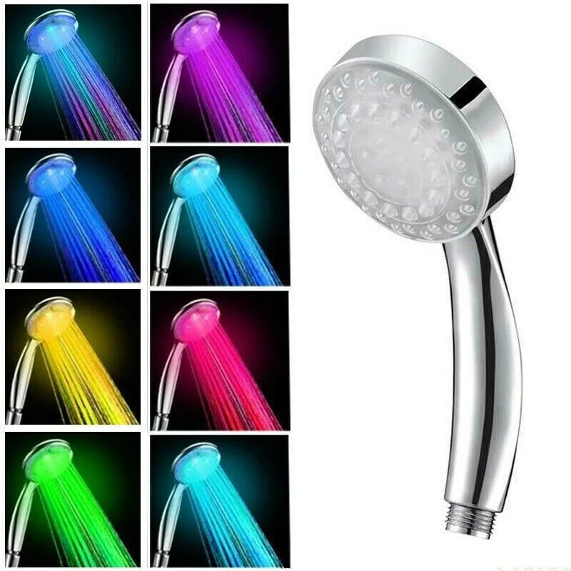 7 Colors Changing LED Shower Head Rainfall Shower Sprayer High Pressure Handheld Water Saving Showerhead Bathroom Accessories