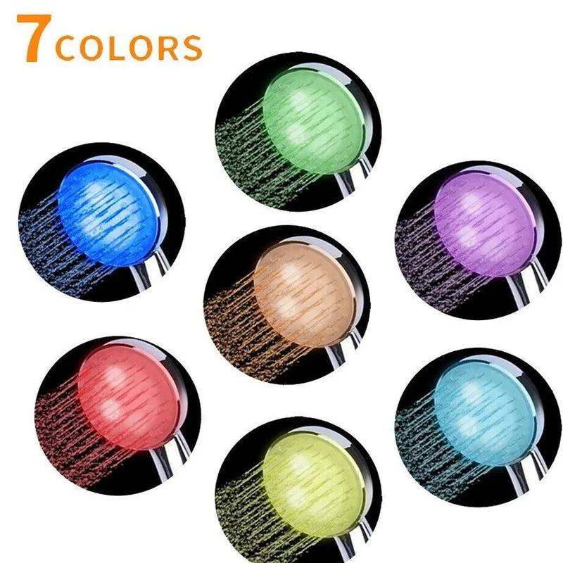 7 Colors Changing LED Shower Head Rainfall Shower Sprayer High Pressure Handheld Water Saving Showerhead Bathroom Accessories