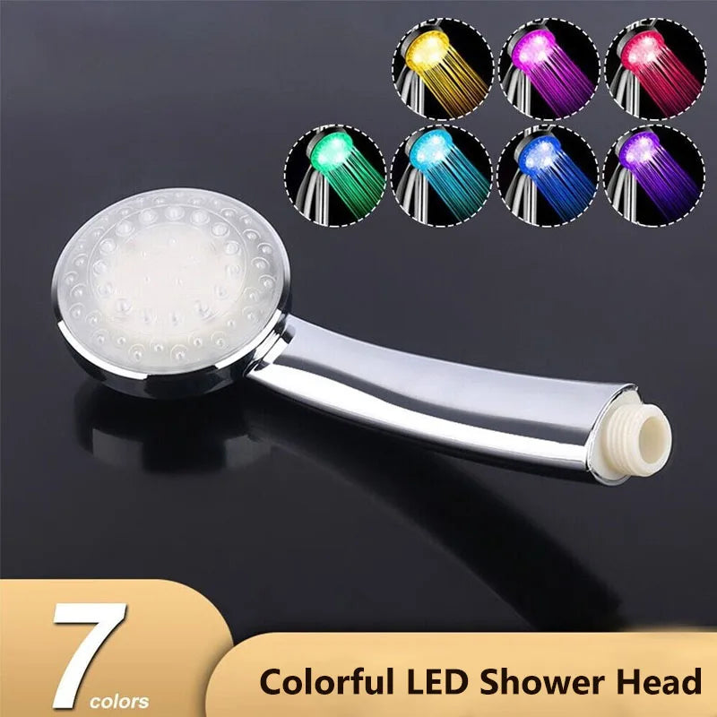 7 Colors Changing LED Shower Head Rainfall Shower Sprayer High Pressure Handheld Water Saving Showerhead Bathroom Accessories