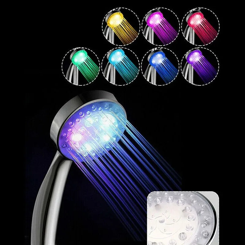 7 Colors Changing LED Shower Head Rainfall Shower Sprayer High Pressure Handheld Water Saving Showerhead Bathroom Accessories