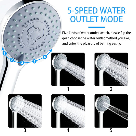 Bathroom Sprayer Shower Jetting Shower Head Water Saving Handheld Adjustable 5 Modes SPA Shower Bath Head Bathroom Accessories