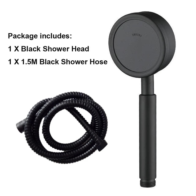 Black Stainless Steel Shower Head Fall resistant Durable High Pressure Showerhead for Bathroom Handheld Water Saving Shower Set