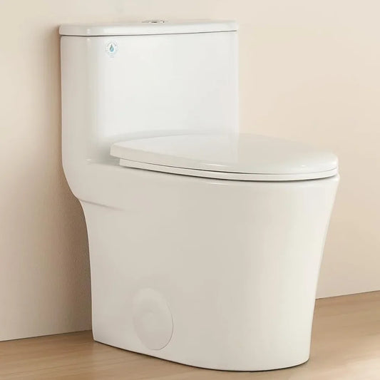 Compact One Piece Toilet, Small Toilet for Bathroom with Comfort Wider Chair Seat, Modern Toilets Powerful Flush Tall Hight 12''