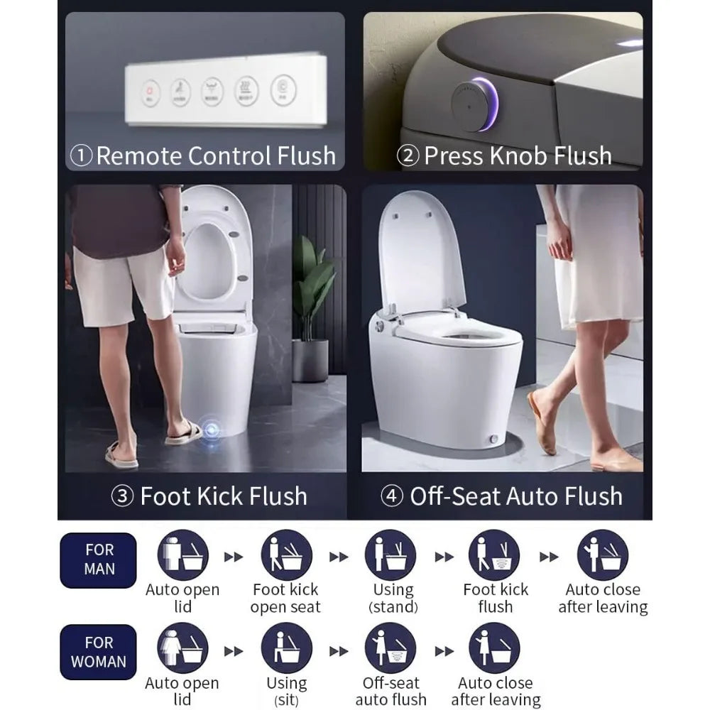 Smart Toilet, Built in Tank Bidet Toilet,Heated Seat,,Blackout Can Flush, Night LightLED Display, Automatic Intelligent Toilets