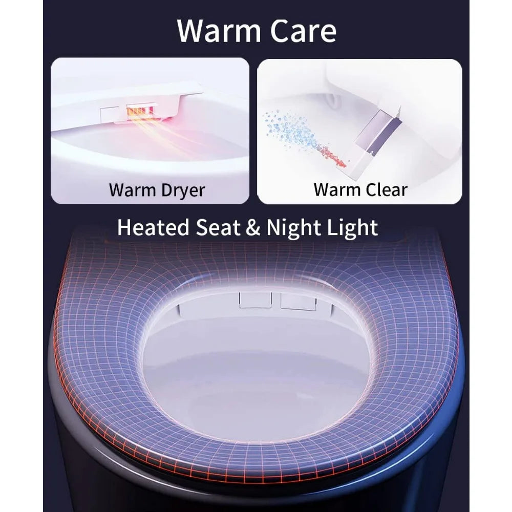 Smart Toilet, Built in Tank Bidet Toilet,Heated Seat,,Blackout Can Flush, Night LightLED Display, Automatic Intelligent Toilets