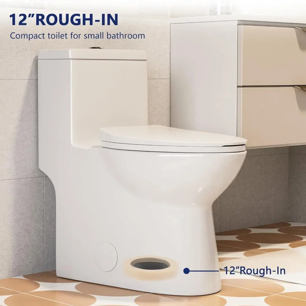 Symmetry One Piece Toilet, Dual Flush 1.1/1.6 GPF Elongated Standard Toilet for Bathroom, Toilets with Comfortable Seat Height