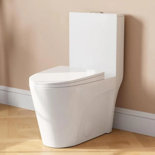 Toilet, Elongated One Piece Toilet for Bathrooms, Comfortable Chair Seat Height 17", Dual Power Flush Toilet 1.1/1.6 GPF